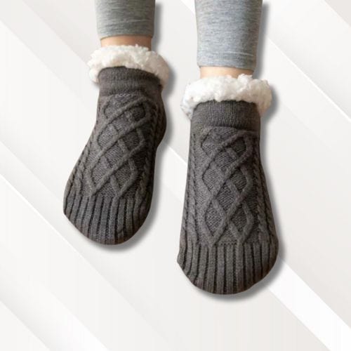 Chaussettes chaussons antidérapantes hiver | Homme Gris / 35-39