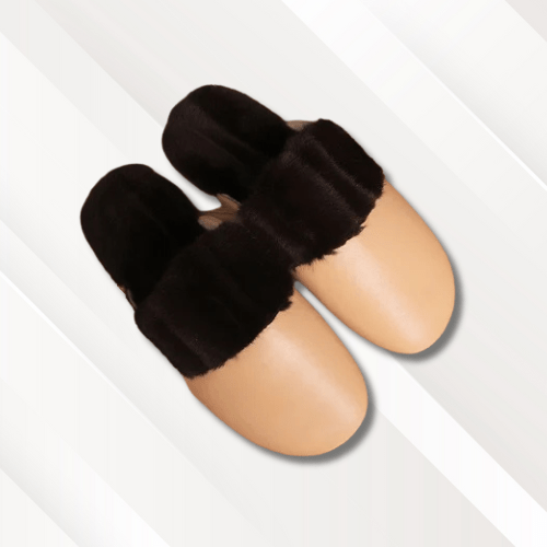 Chausson cuir fourrés Beige / 32-33
