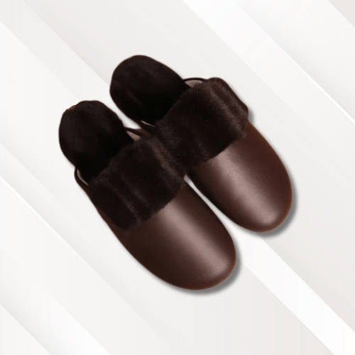Chausson cuir fourrés Marron / 32-33