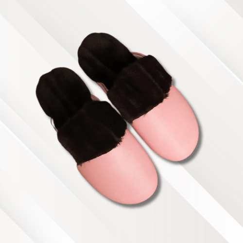 Chausson cuir fourrés Rose / 32-33