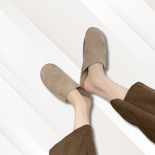 Chaussons cuir souple pour femme Beige / 35