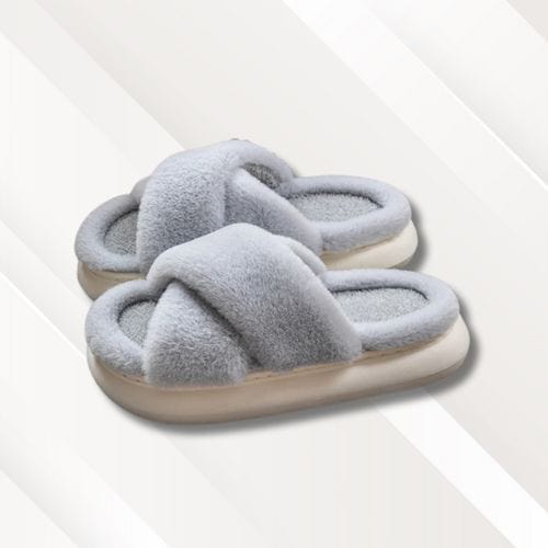 Chaussons femme | Ouvert devant Gris / 36-37