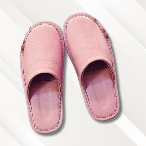 Chaussons homme | Cuir noir Rose / 35-36