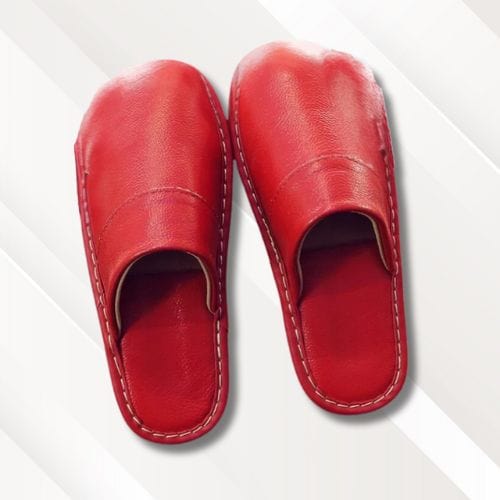 Chaussons homme | Cuir noir Rouge / 35-36