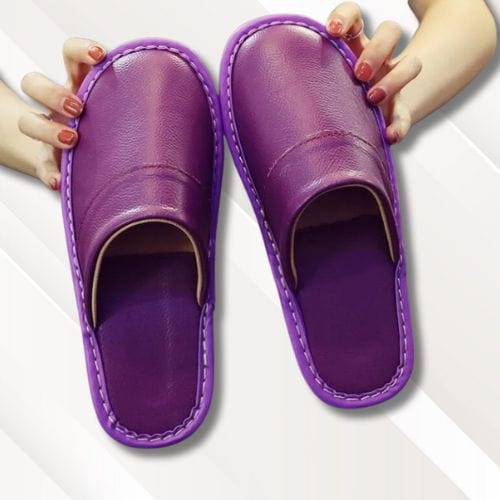 Chaussons homme | Cuir noir Violet / 35-36