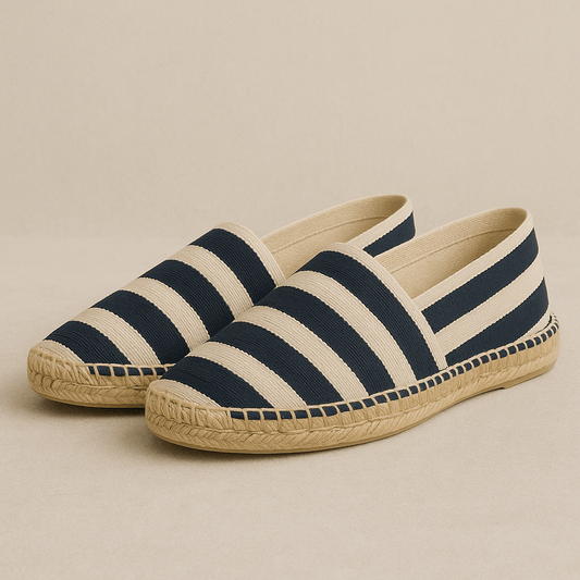 Espadrille plate | Femme Noir rayé et blanc / 35