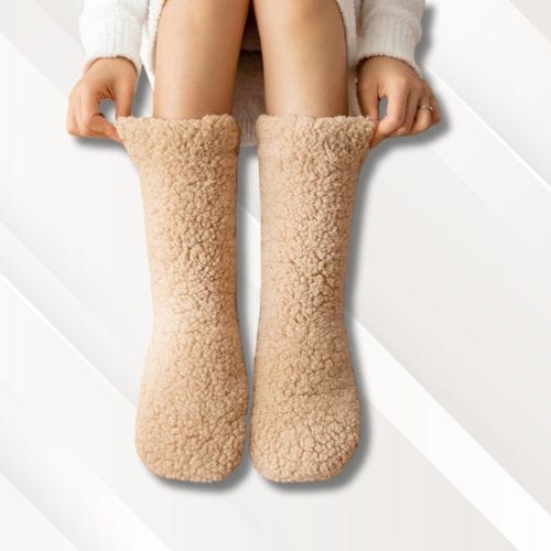 Chaussons chaussettes polaire | Femme Beige / 36-43