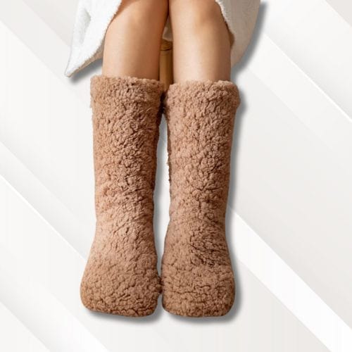 Chaussons chaussettes polaire | Femme Marron / 36-43