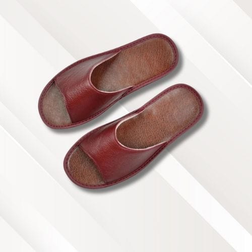 Chaussons claquettes homme | Cuir Bordeaux / 34-35