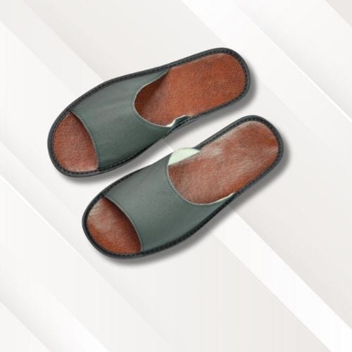 Chaussons claquettes homme | Cuir Gris / 34-35