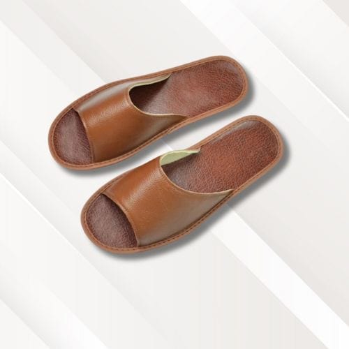 Chaussons claquettes homme | Cuir Ivoire / 34-35
