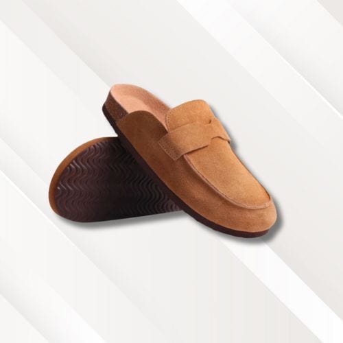 Chaussons cuir femme | Petits talons Brun / 36