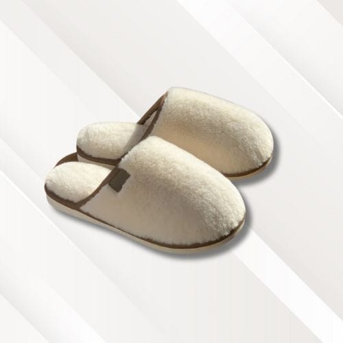 Chaussons fourrure homme | Marrons Blanc / 36-37