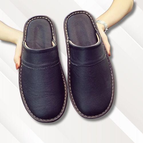 Chaussons homme | Cuir noir Noir / 35-36