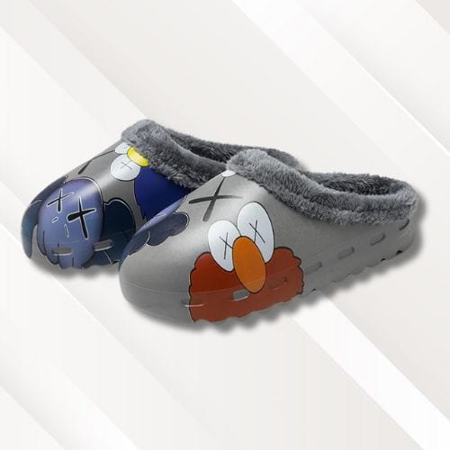 Chaussons homme | Drôle Gris motif / 35-36
