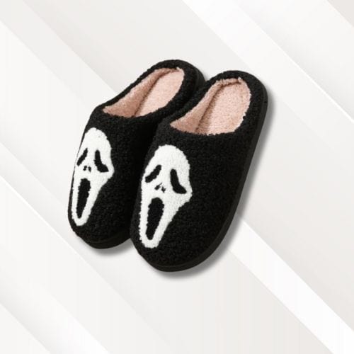 Chaussons homme rigolos | Grande taille Masque blanc / 36-37