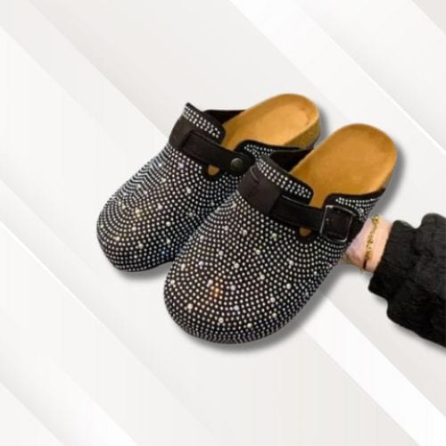 Chaussons mules femme | Semelle liège Noir / 35