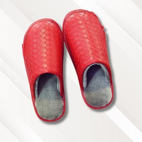 Chaussons mules homme | Cuir Rouge / 35-36