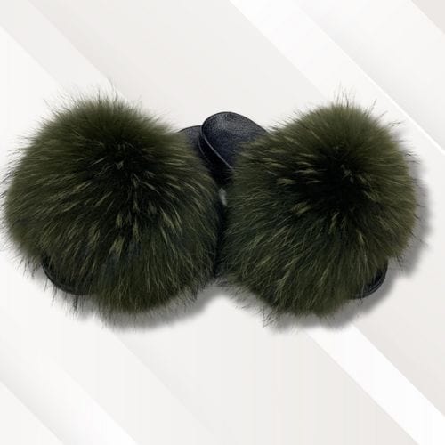 Chaussons stylés femme en | Fourrure Vert / 36-37