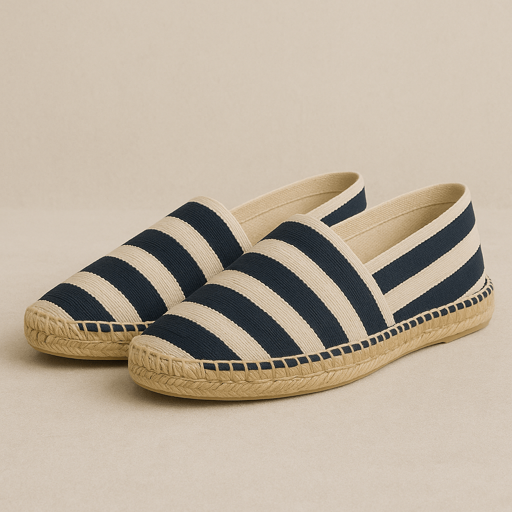 Espadrille plate | Femme Noir rayé et blanc / 35