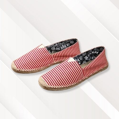 Espadrille plate rayure | Femme Rouge / 35
