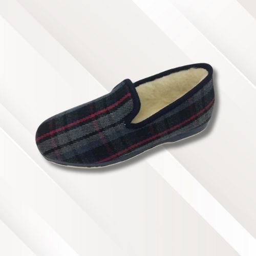 Pantoufles charentaises homme | Semelle feutre Gris et bleu / 39