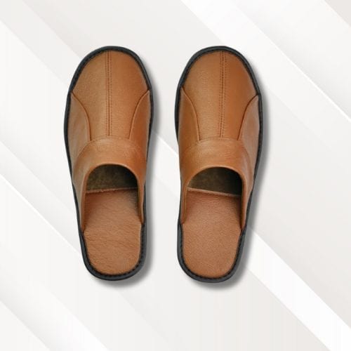 Pantoufles homme cuir | Luxe Ivoire / 35-36