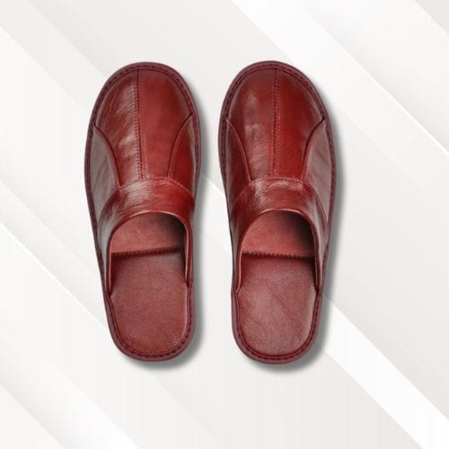 Pantoufles homme cuir | Luxe Rouge / 35-36